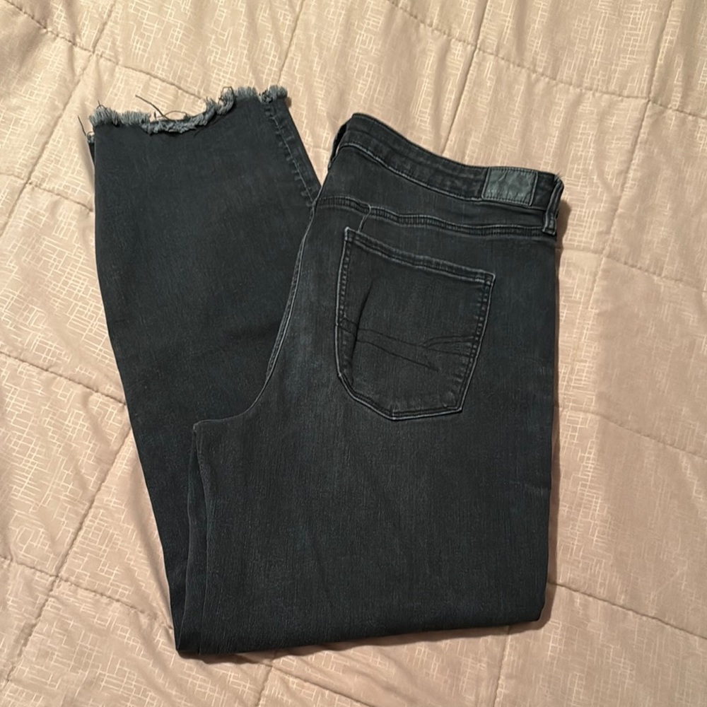 American Eagle Black Frayed Hem Jeans
